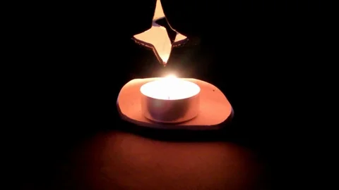 Small candle inside aroma lamp Stock Footage 71523214