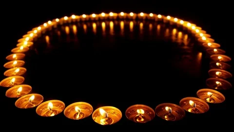 Small candles. Close-up shot. 4K. Stock Footage 79263690