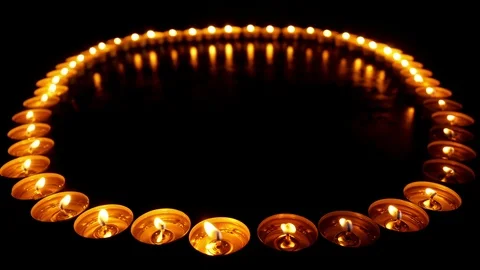 Small candles. Close-up shot. Stock Footage 114228332