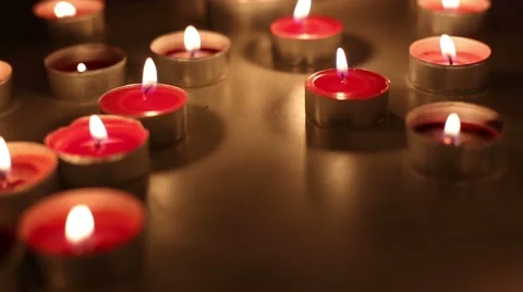 Small candles on the table 스톡 동영상 56673291