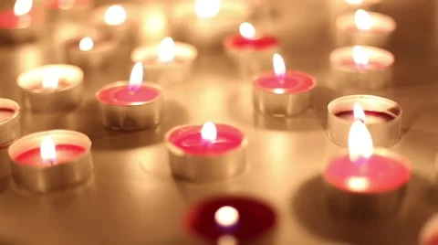 Small candles on the table Stock Footage 56802557
