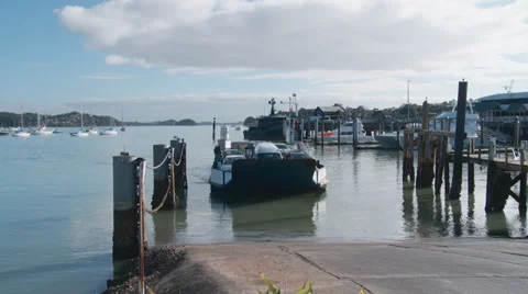 Small car ferry time lapse Stock Footage 39557094