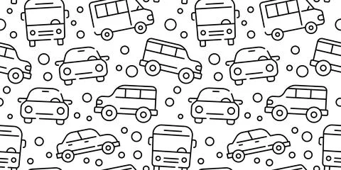 Small car icons, child pattern. Travel wallpaper ornament for baby print, retro Stock Illustration