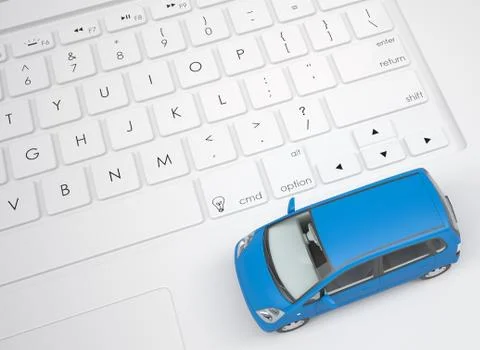 Small car on the keyboard Stock Illustration