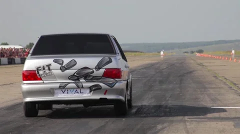 Small car on the race start Stock Footage 66446709