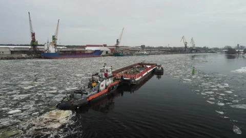 Small cargo barge Stock Footage 149035048