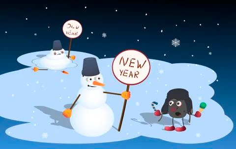 A small cartoon creature in a hat, with ice cream and candy in his hand, met  Stock Illustration