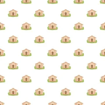 Small cartoon house pattern on white background Illustrazione stock