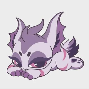 A small cartoon monster lying down. Funny character. Cartoon mascot design. Stock Illustration