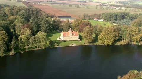 Small Castle At A Lake Stock Footage 22034380