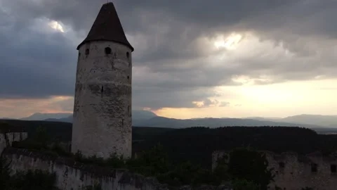Small castle tower in lower austria captured with MINI 2 Stock Footage 156056610