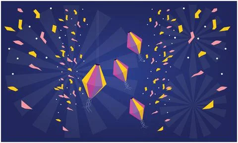 Small celebration particles on abstract blue background Stock Illustration