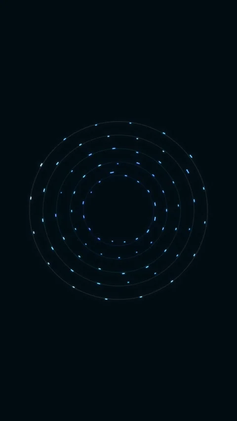A small centered pattern of concentric blue and teal dotted rings glows aga.. Stock Footage 348520421