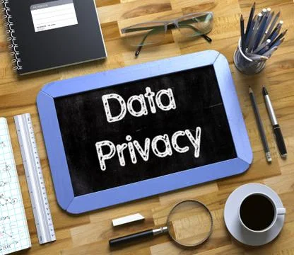 Small Chalkboard with Data Privacy Concept. 3d 库存插图