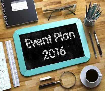 Small Chalkboard with Event Plan 2016 Concept 스톡 일러스트