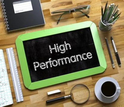 Small Chalkboard with High Performance Concept. 3D Stock Illustration