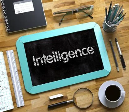 Small Chalkboard with Intelligence. 3D Render Stock Illustration