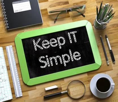 Small Chalkboard with Keep IT Simple. 3D Stock Illustration