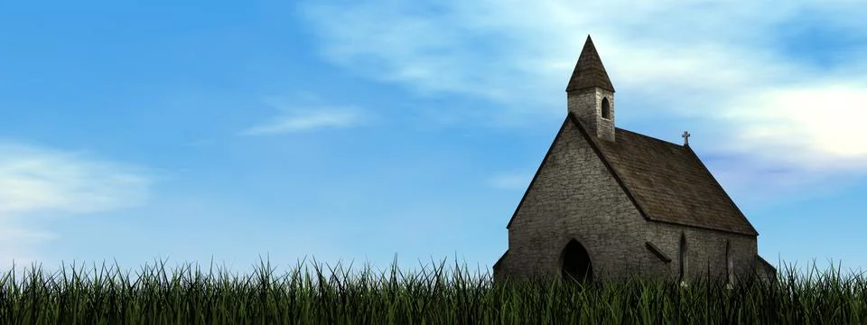 Small chapel - 3D render Stock Illustration