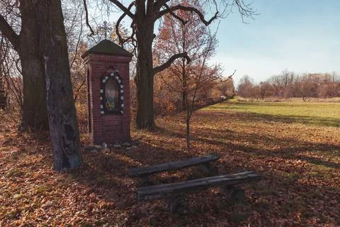 A small chapel among the fields 스톡 사진