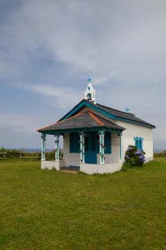 Small chapel on danger cliffs, Spain Stock Photos