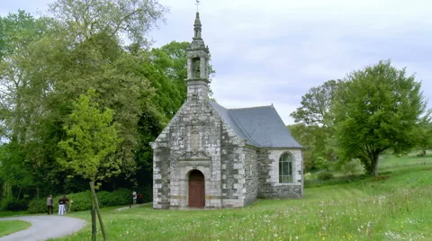 Small chapel on the grounds of Chateau de Trevarez Stock Footage 48764066