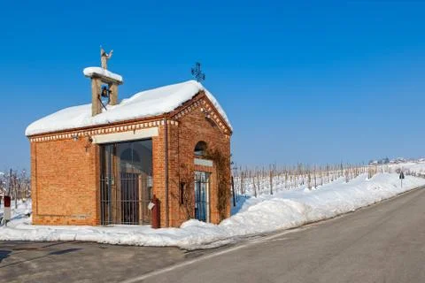 Small chapel on the road. Stock Photos