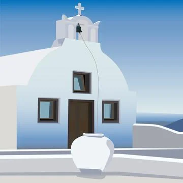 A small chapel in soft warm colors Stock Illustration
