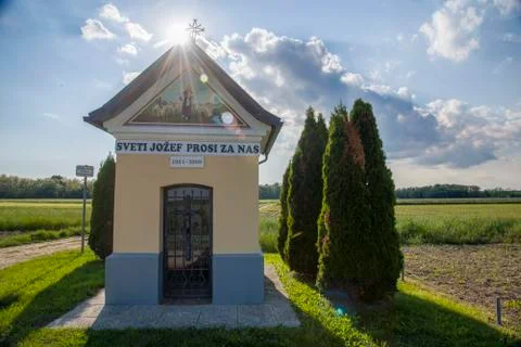 Small chappel in the middle of the fields Stock Photos