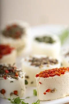 Small cheese appetizers Stock Photos