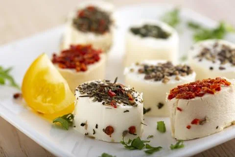 Small cheese appetizers Stock Photos