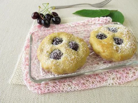 Small cherry cakes Stock Photos