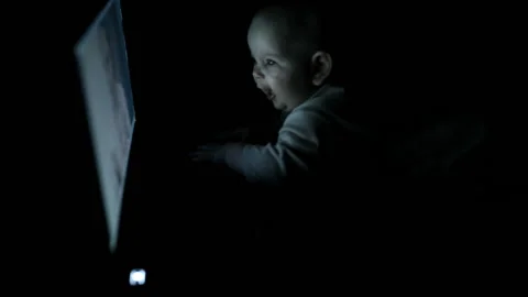 A small child at the computer Stock-Footage 85532110