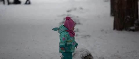 A small child in the Park in the winter Stock Footage 63562266