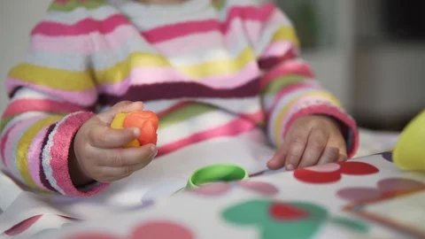 Small Child Playing with Clay Video stock 127163481