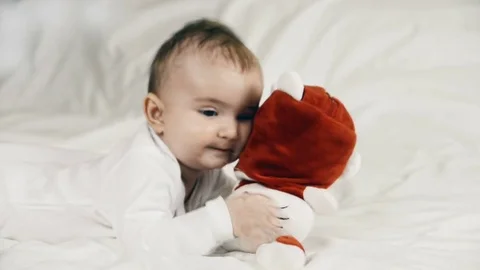 A small child playing successfully caught the rabbit Stock-Footage 72613407