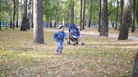 A small child plays in the Park Video stock 67837463