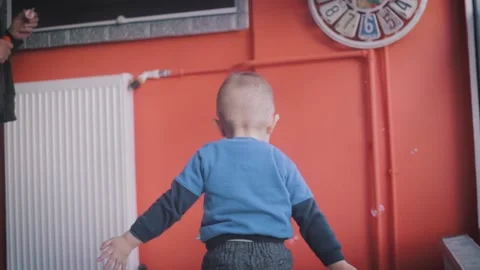Small Child Stomping Bubbles Stock Footage 199658308