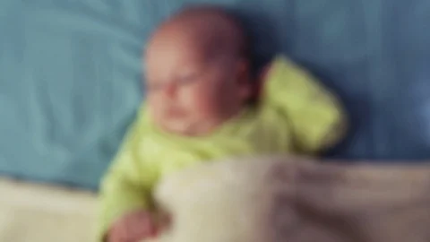 A small child under the blanket at night Stock Footage 80081353