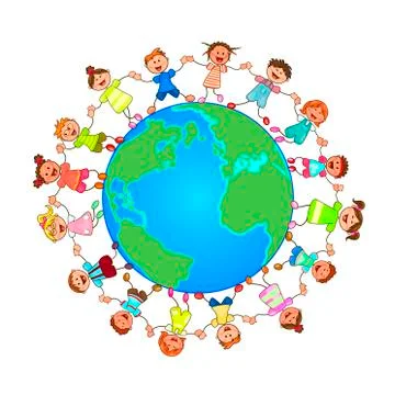 Small children around the globe Stock Illustration