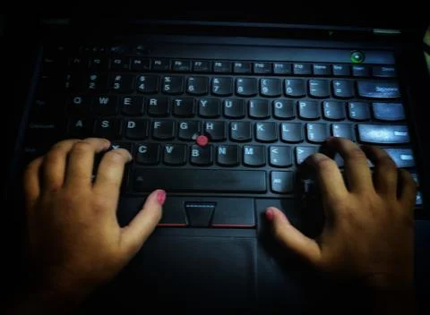 Small children using laptop Foto stock