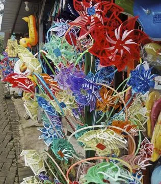 Small children's plastic wind vane toy 写真素材