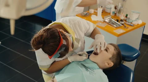 Small child's visit to the dentist Stock-Footage 54682914