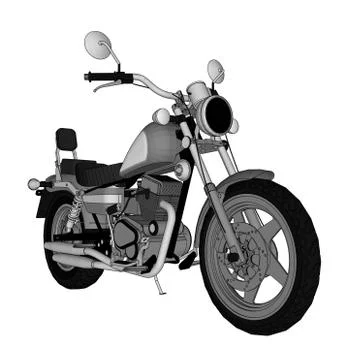 A small chopper is a classic. Vector black and white illustration with contou Illustrazione stock