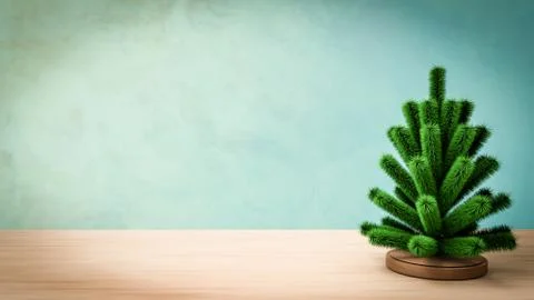 Small christmas tree. 3D render Stock-Illustration
