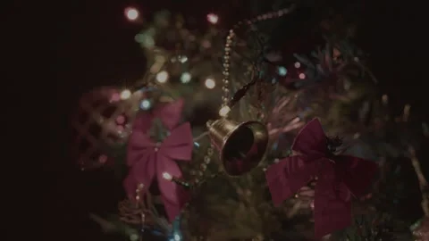 Small christmas tree, bell decoration. Stock Footage 259090366