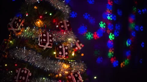 Small-Christmas-tree-with-decorations Stock Footage 144314688