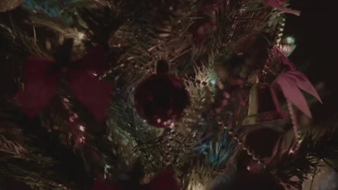 Small Christmas tree, lights dimming. Stock Footage 259090382