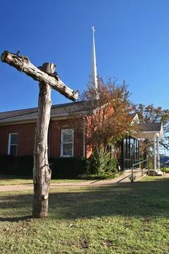 Small Church with Large Cross and Blue Sky Stock Photos