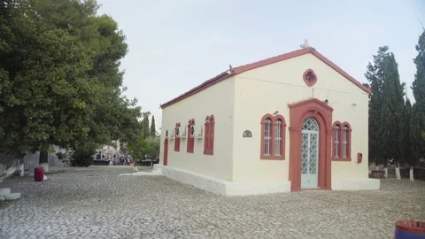 Small church surrounded with trees Stock Footage 77453715
